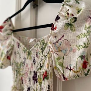 Floral Sweetheart Neck Puff Sleeve Mini Dress